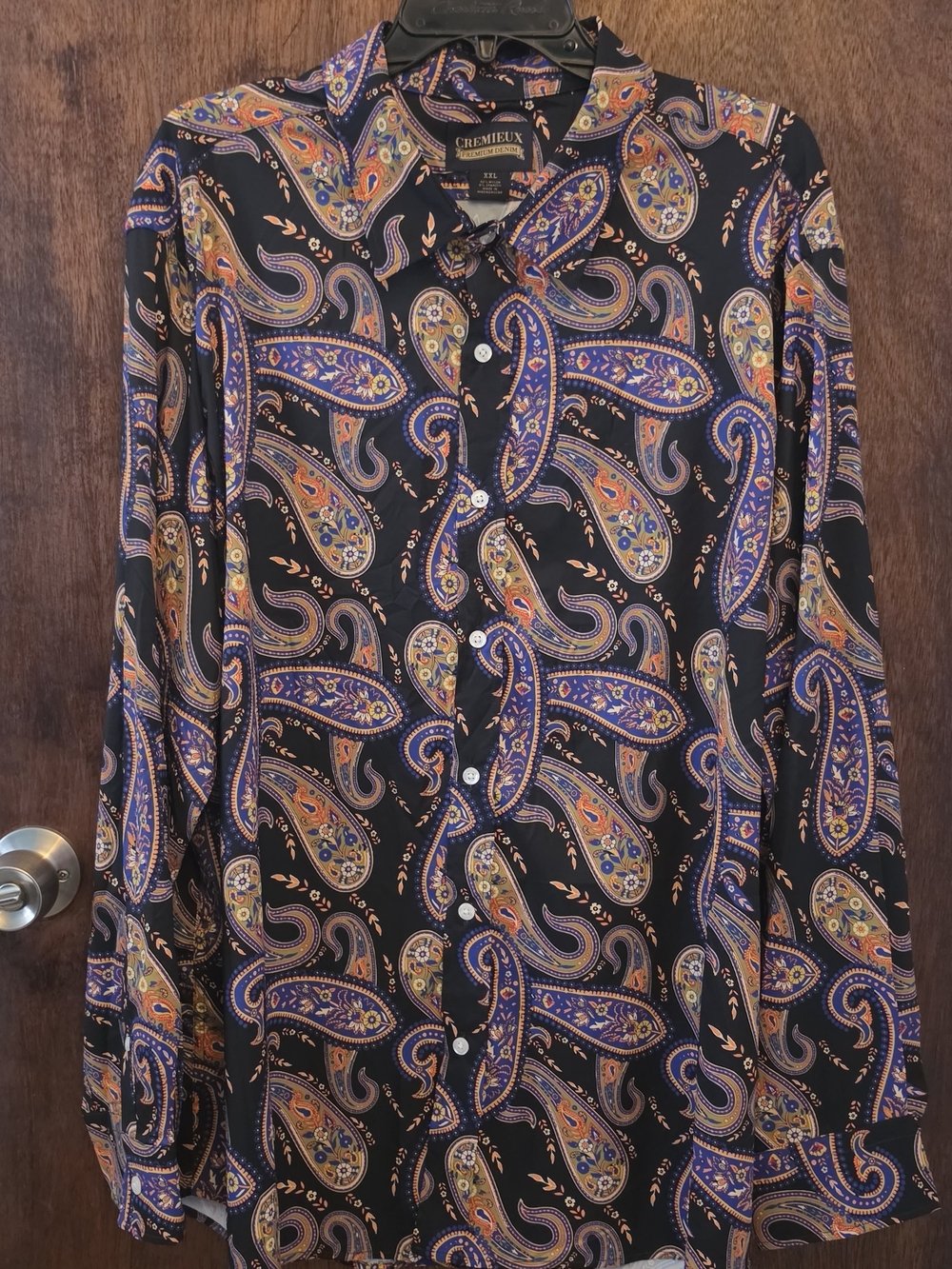 Daniel Cremieux Black Paisley Button-Front Skirt with Purple & Orange Accents